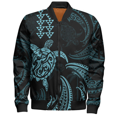 Hawaii Bomber Jacket Polynesian Turtle Tribal Ocean Spirit
