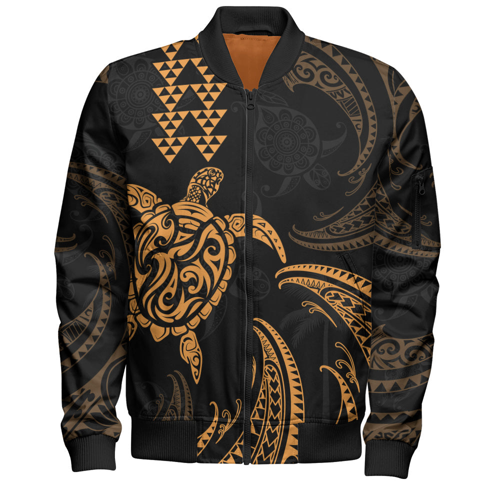 Hawaii Bomber Jacket Polynesian Turtle Tribal Ocean Spirit