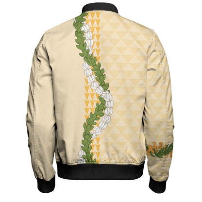 Hawaii Bomber Jacket Turtle Puakenikeni Maile Flower Lei