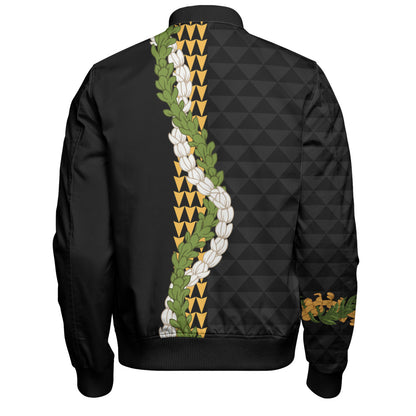 Hawaii Bomber Jacket Turtle Puakenikeni Maile Flower Lei