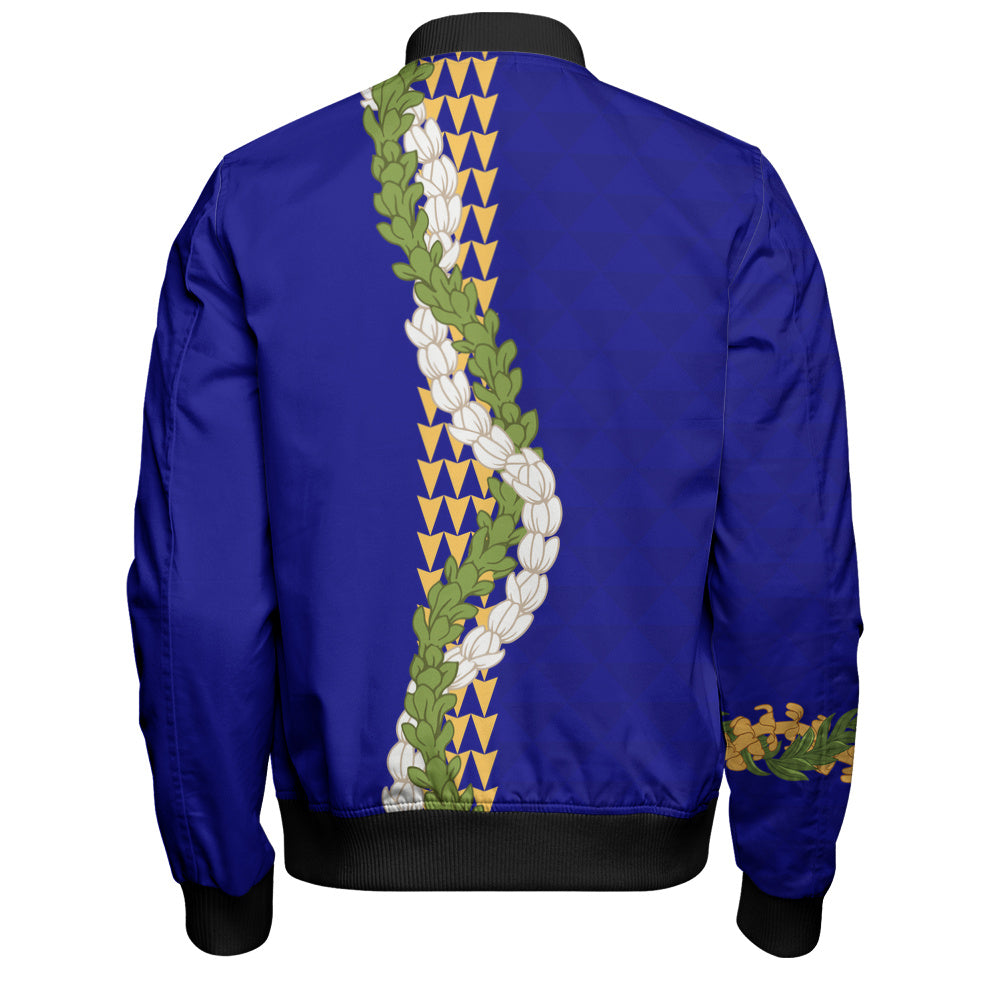 Hawaii Bomber Jacket Turtle Puakenikeni Maile Flower Lei