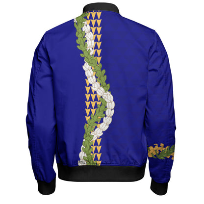 Hawaii Bomber Jacket Turtle Puakenikeni Maile Flower Lei