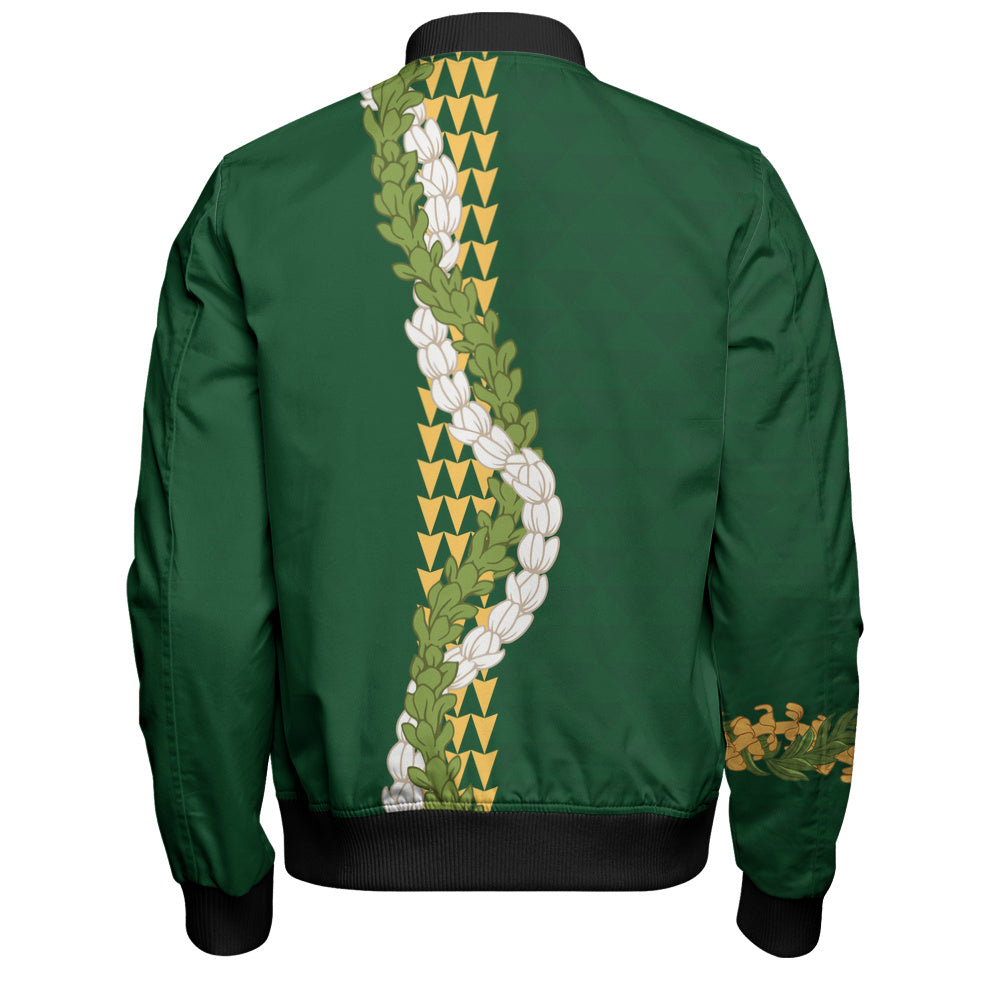 Hawaii Bomber Jacket Turtle Puakenikeni Maile Flower Lei