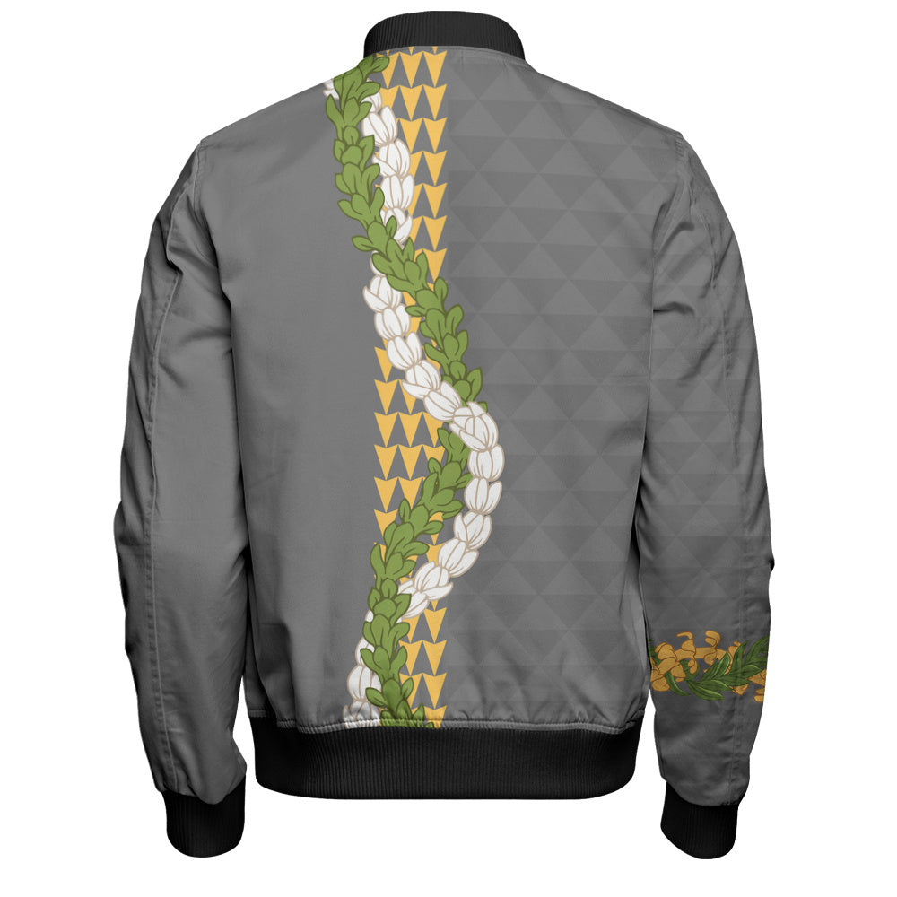 Hawaii Bomber Jacket Turtle Puakenikeni Maile Flower Lei