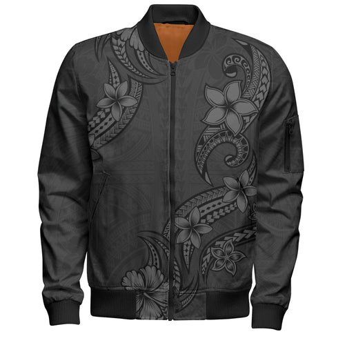 Hawaii Bomber Jacket Plumeria Tribal Wave