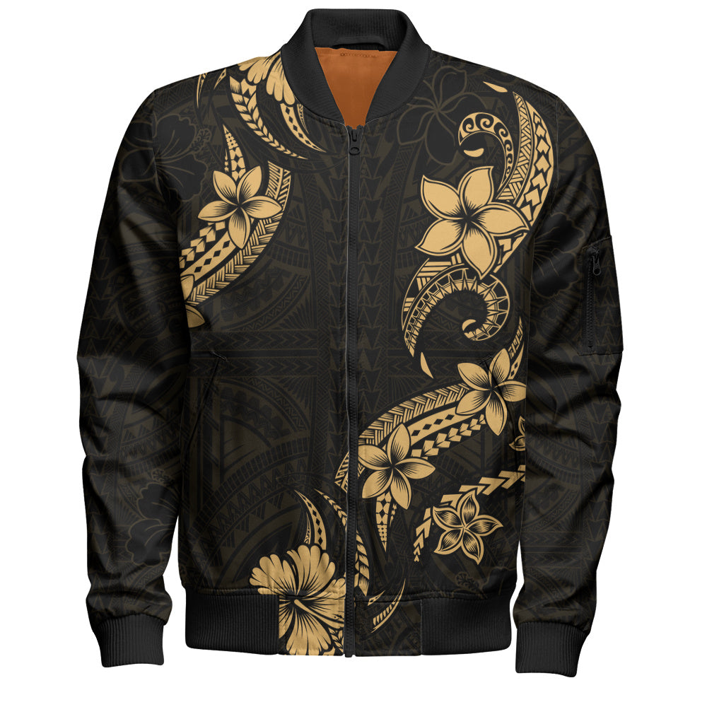 Hawaii Bomber Jacket Plumeria Tribal Wave