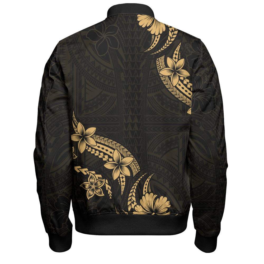 Hawaii Bomber Jacket Plumeria Tribal Wave