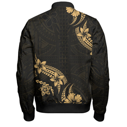Hawaii Bomber Jacket Plumeria Tribal Wave