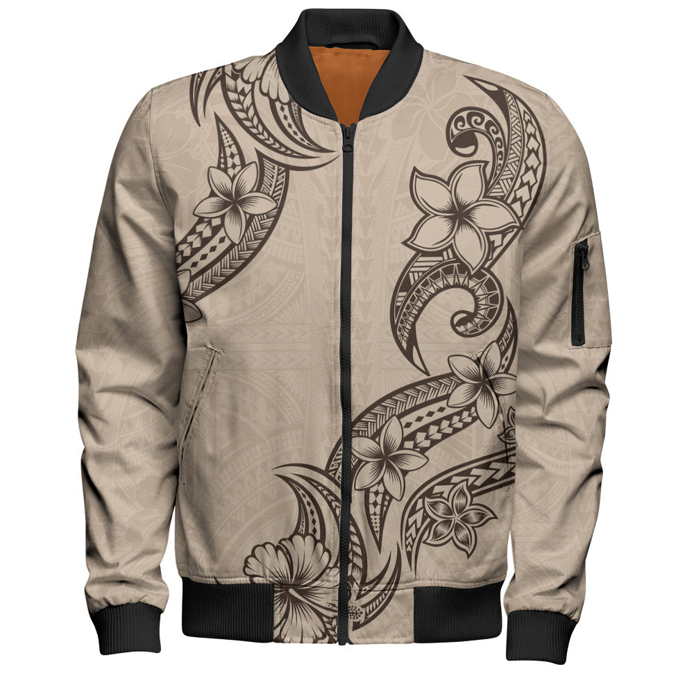 Hawaii Bomber Jacket Plumeria Tribal Wave