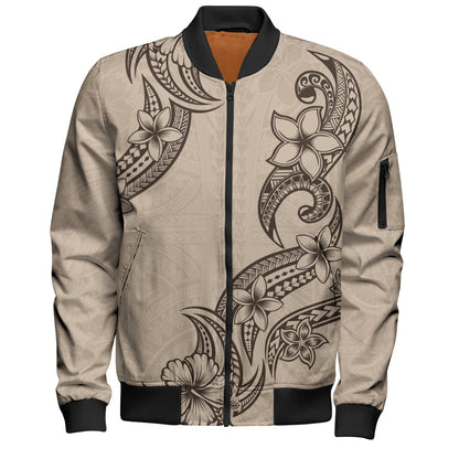 Hawaii Bomber Jacket Plumeria Tribal Wave