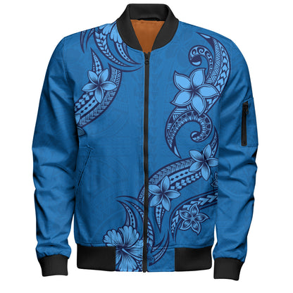 Hawaii Bomber Jacket Plumeria Tribal Wave