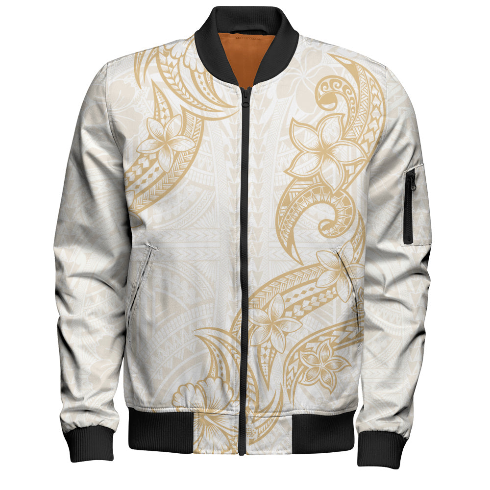 Hawaii Bomber Jacket Plumeria Tribal Wave