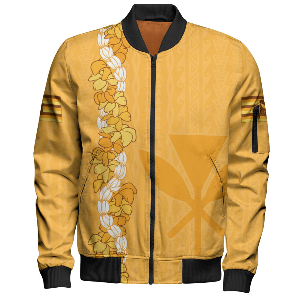 Hawaii Bomber Jacket Flower Lei Kanaka Maoli Polynesia Island Style