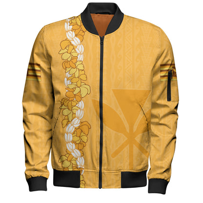 Hawaii Bomber Jacket Flower Lei Kanaka Maoli Polynesia Island Style