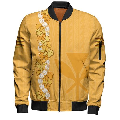 Hawaii Bomber Jacket Flower Lei Kanaka Maoli Polynesia Island Style
