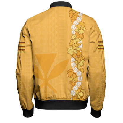 Hawaii Bomber Jacket Flower Lei Kanaka Maoli Polynesia Island Style
