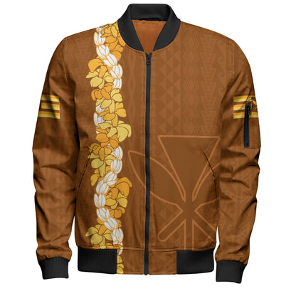 Hawaii Bomber Jacket Flower Lei Kanaka Maoli Polynesia Island Style