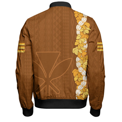 Hawaii Bomber Jacket Flower Lei Kanaka Maoli Polynesia Island Style