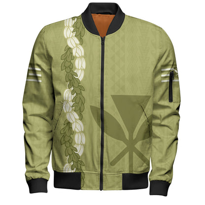 Hawaii Bomber Jacket Flower Lei Kanaka Maoli Polynesia Island Style