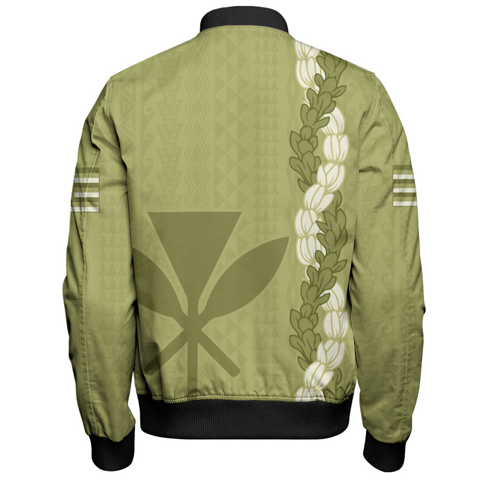 Hawaii Bomber Jacket Flower Lei Kanaka Maoli Polynesia Island Style