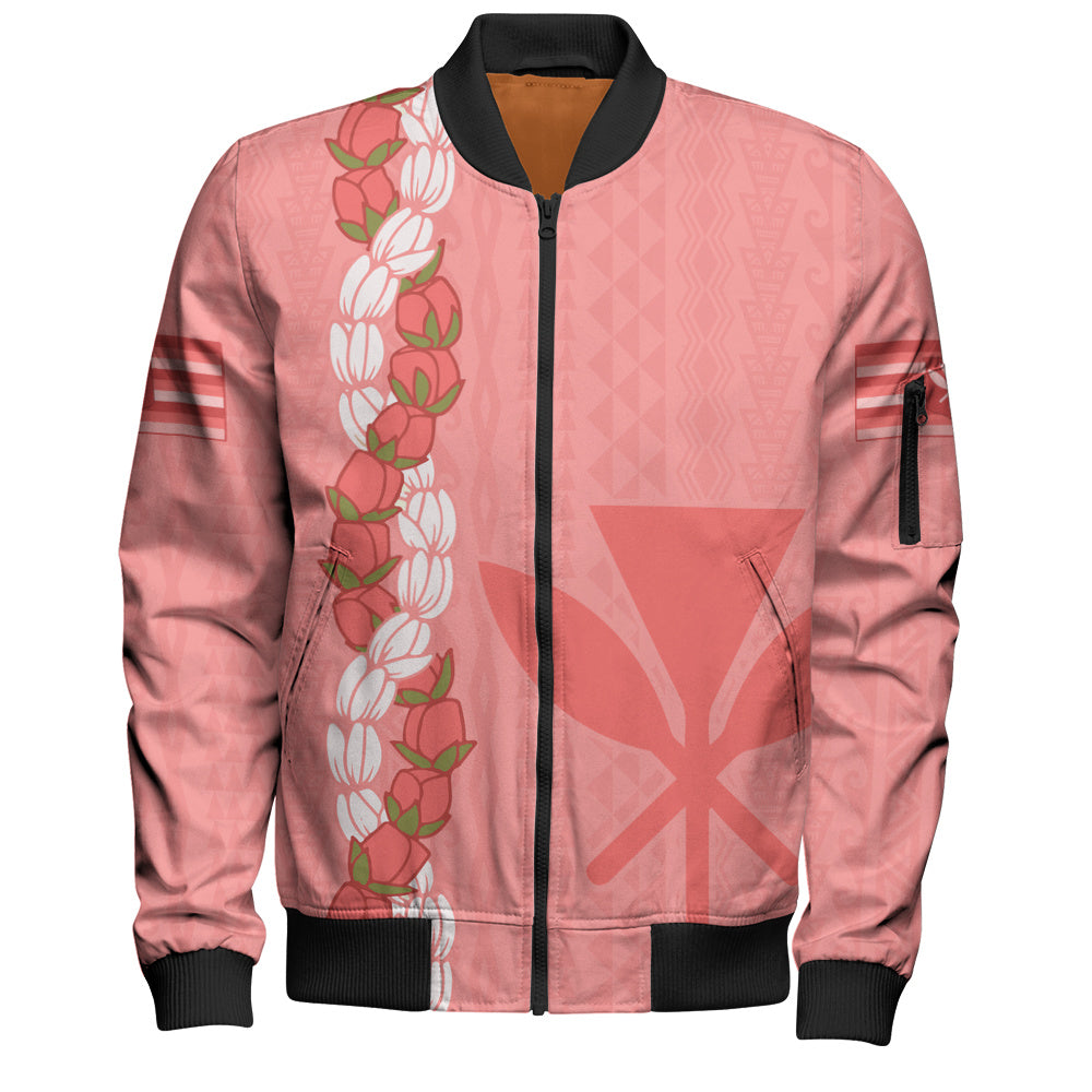 Hawaii Bomber Jacket Flower Lei Kanaka Maoli Polynesia Island Style
