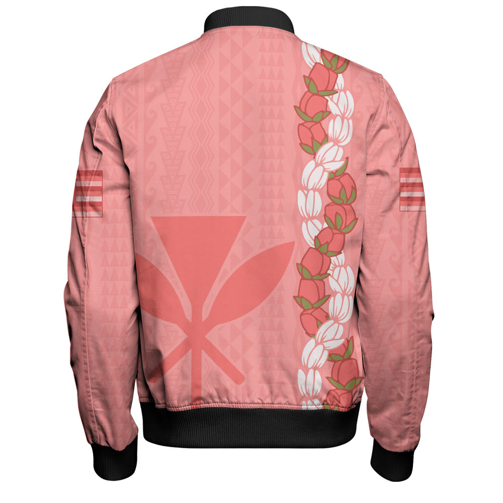 Hawaii Bomber Jacket Flower Lei Kanaka Maoli Polynesia Island Style