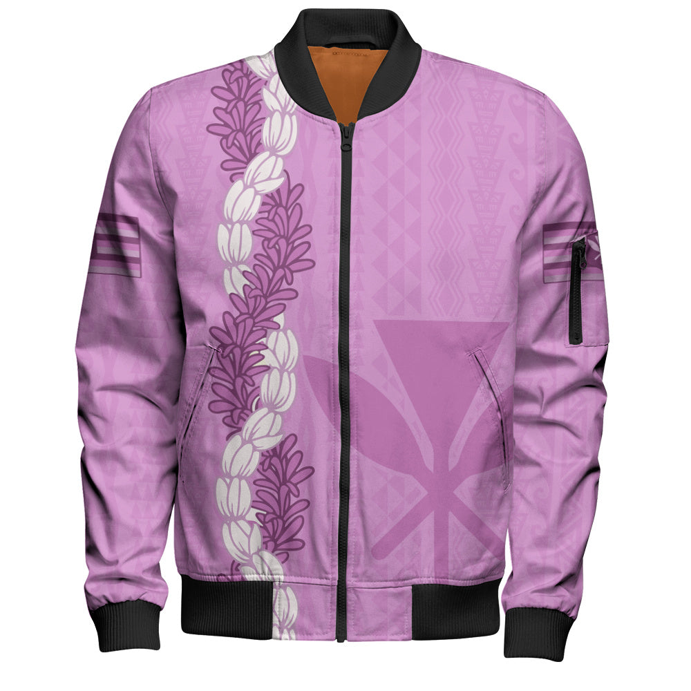 Hawaii Bomber Jacket Flower Lei Kanaka Maoli Polynesia Island Style