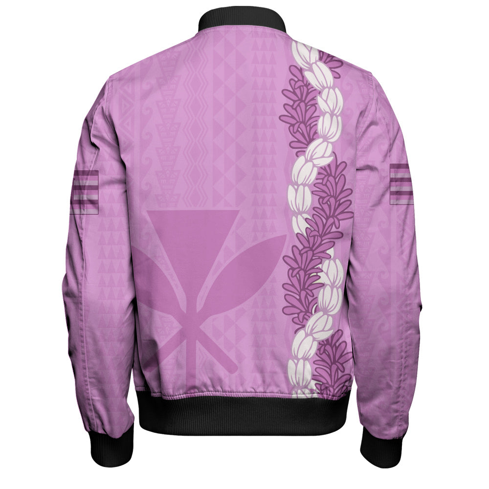 Hawaii Bomber Jacket Flower Lei Kanaka Maoli Polynesia Island Style