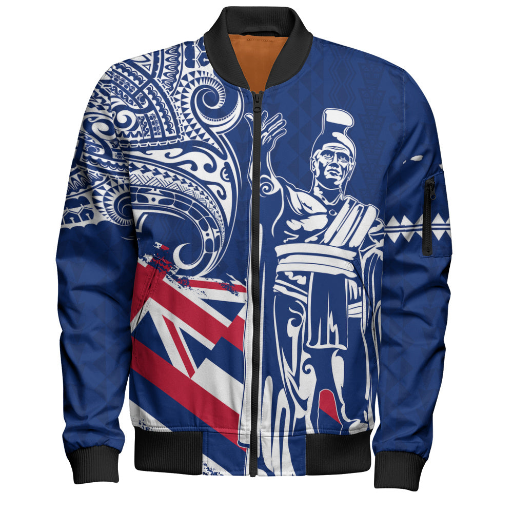 Hawaii Bomber Jacket King Kamehameha Hawaiian Flag Polynesian Pride