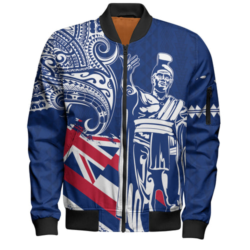 Hawaii Bomber Jacket King Kamehameha Hawaiian Flag Polynesian Pride