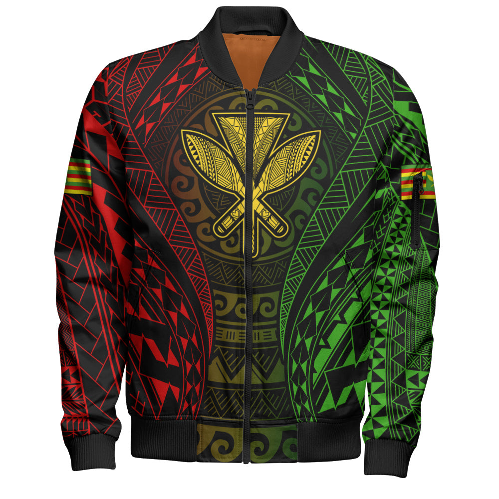 Hawaii Bomber Jacket Kanaka Maoli Flag Tribal Tattoo Pattern