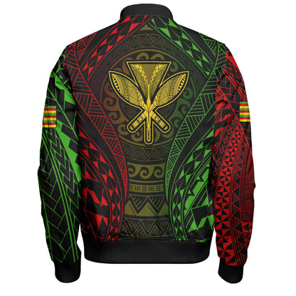 Hawaii Bomber Jacket Kanaka Maoli Flag Tribal Tattoo Pattern