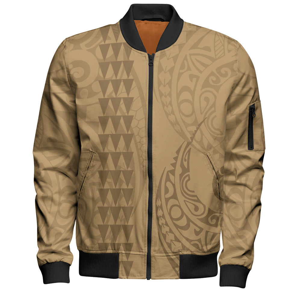 Hawaii Bomber Jacket Only Polynesian Kakau Style Golden