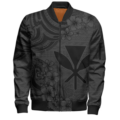 Hawaii Bomber Jacket Kanaka Maoli Hibiscus Polynesian Tribal Print Style