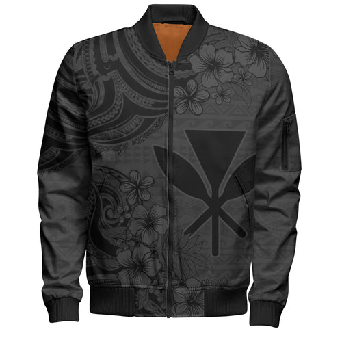 Hawaii Bomber Jacket Kanaka Maoli Hibiscus Polynesian Tribal Print Style