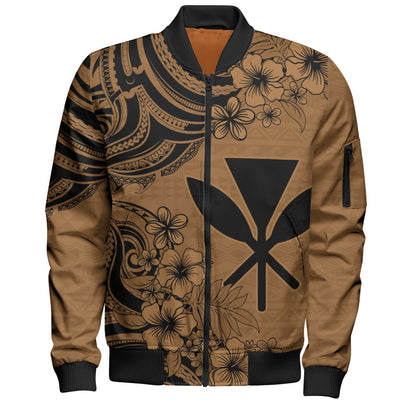 Hawaii Bomber Jacket Kanaka Maoli Hibiscus Polynesian Tribal Print Style