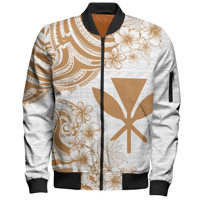 Hawaii Bomber Jacket Kanaka Maoli Hibiscus Polynesian Tribal Print Style