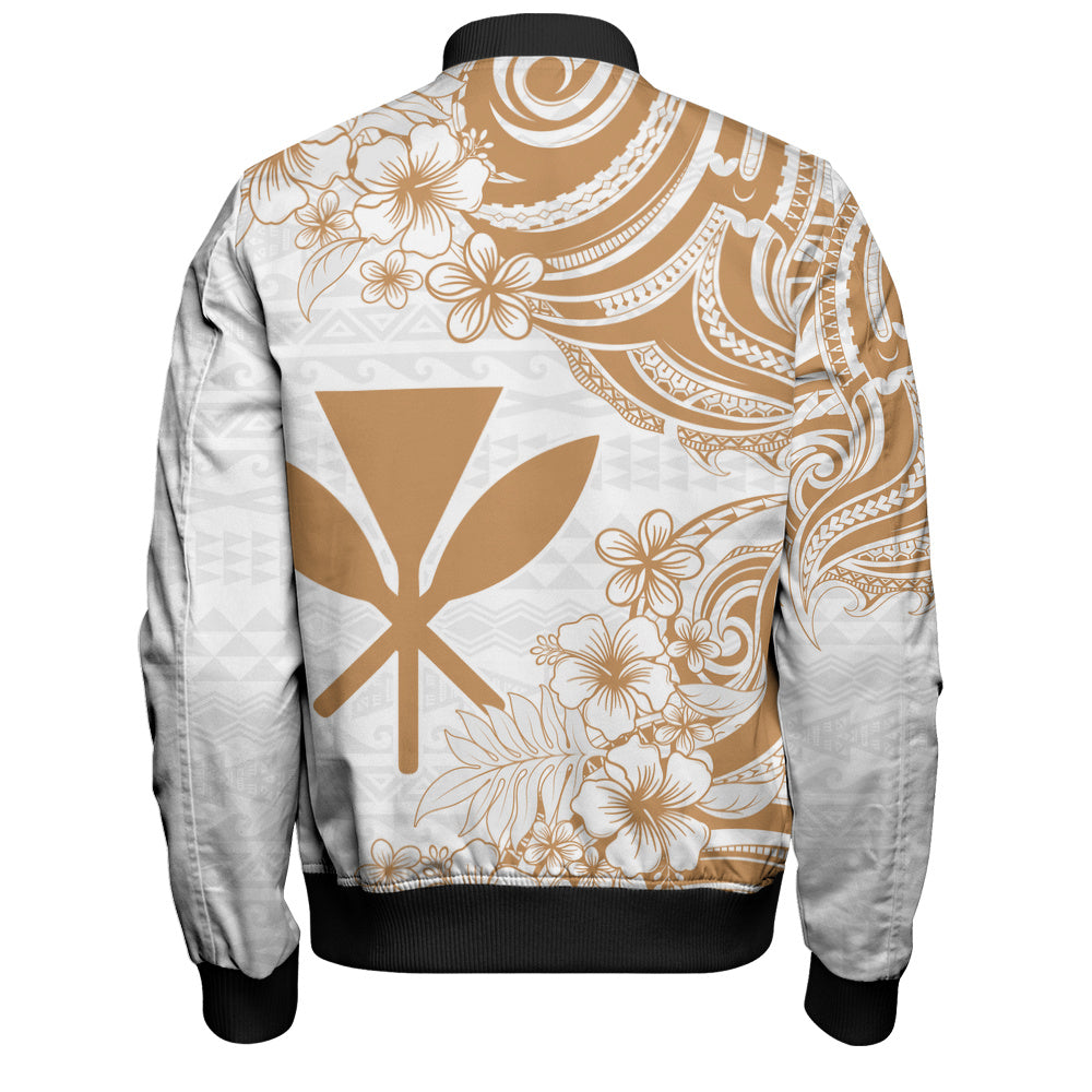 Hawaii Bomber Jacket Kanaka Maoli Hibiscus Polynesian Tribal Print Style