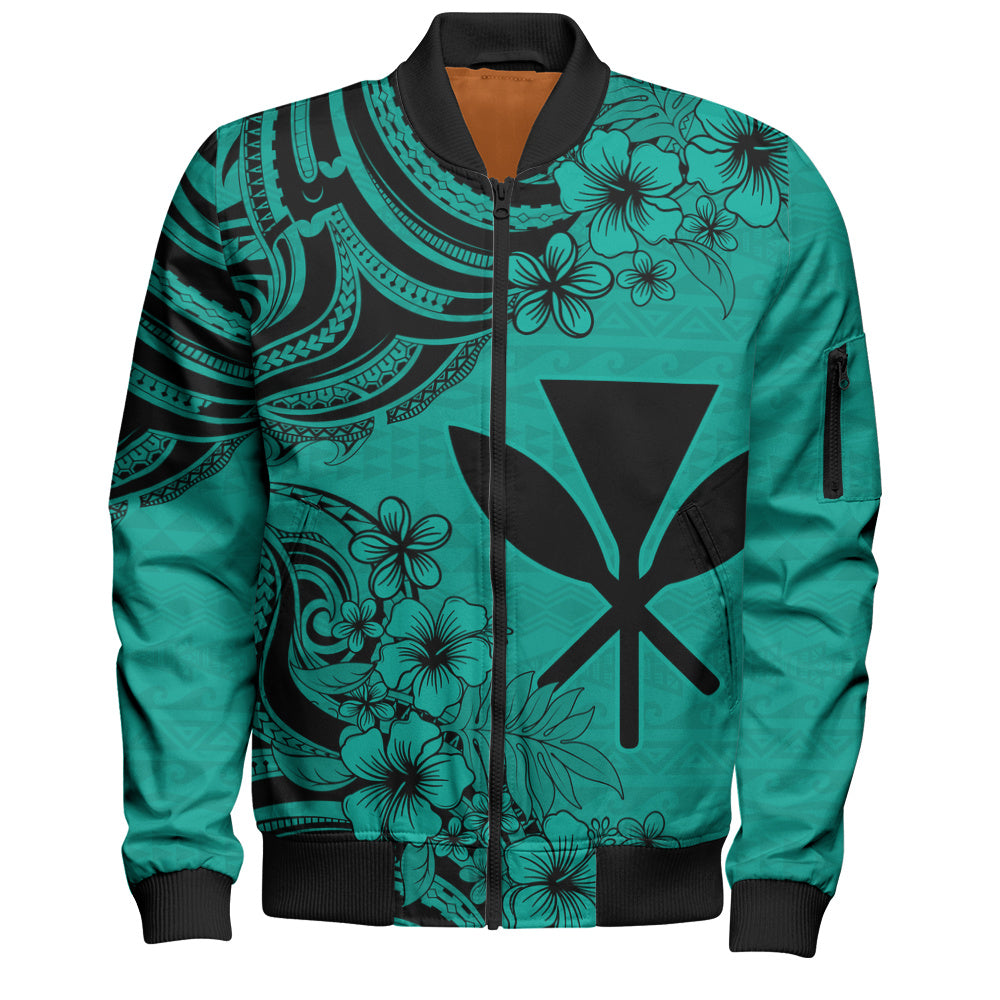 Hawaii Bomber Jacket Kanaka Maoli Hibiscus Polynesian Tribal Print Style