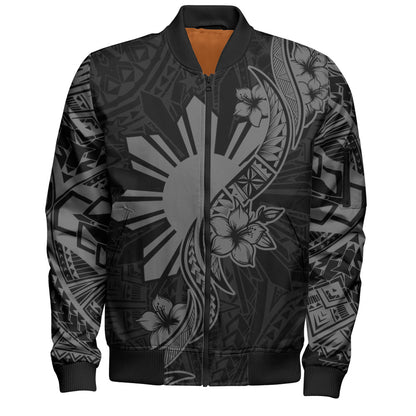 Philippines Filipinos Bomber Jacket Sun and Sampaguita Flower Tribal Pattern