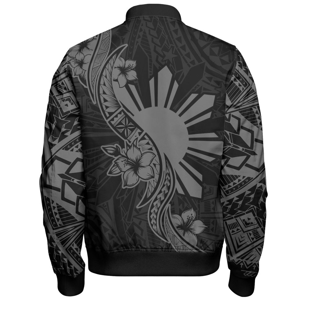 Philippines Filipinos Bomber Jacket Sun and Sampaguita Flower Tribal Pattern