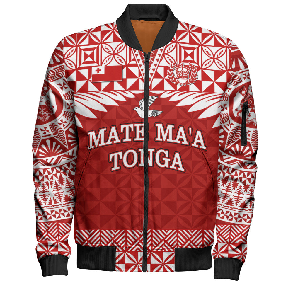 Tonga Bomber Jacket Mate Ma'a Tonga Rugby Royal Crown Polynesian Tribal Pride