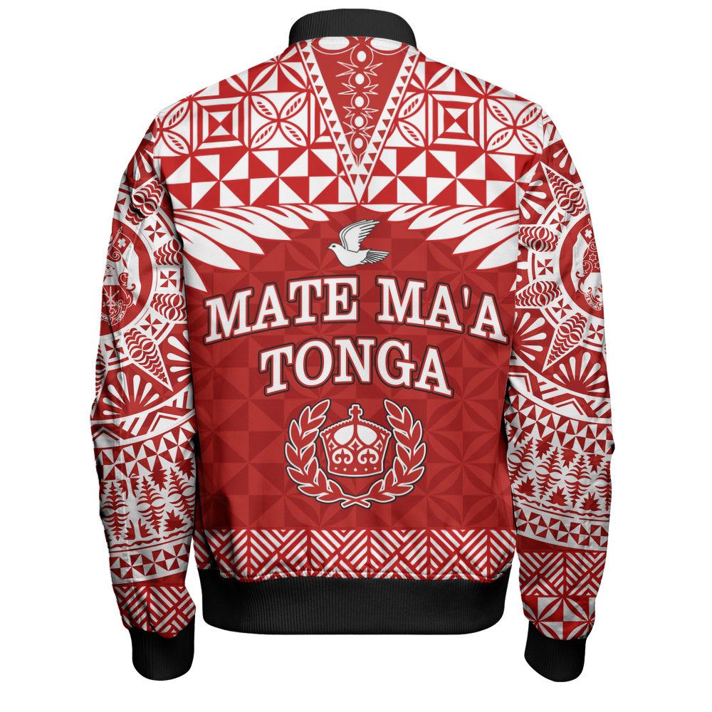 Tonga Bomber Jacket Mate Ma'a Tonga Rugby Royal Crown Polynesian Tribal Pride