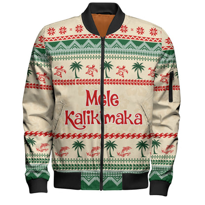 Hawaii Bomber Jacket Mele Kalikimaka King Kamehameha Santa Polynesian Tribal Heritage