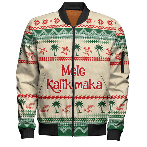 Hawaii Bomber Jacket Mele Kalikimaka King Kamehameha Santa Polynesian Tribal Heritage