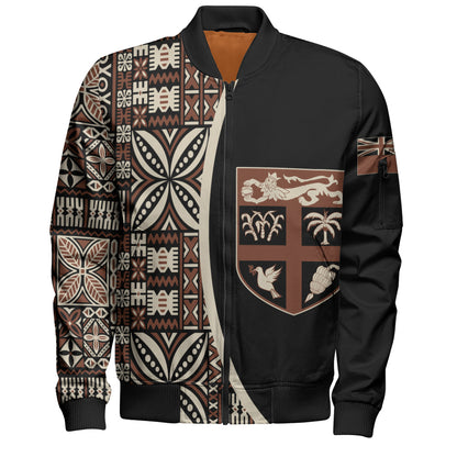 Fiji Bomber Jacket Coat Of Arms Traditional Fijian Tribal Heritage