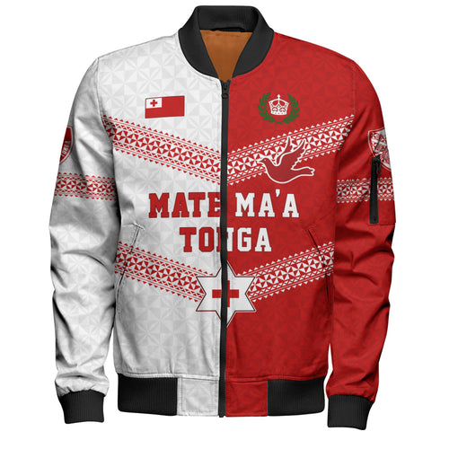 Tonga Bomber Jacket Mate Ma'a Tonga Rugby Ngatu Tribal Half Style