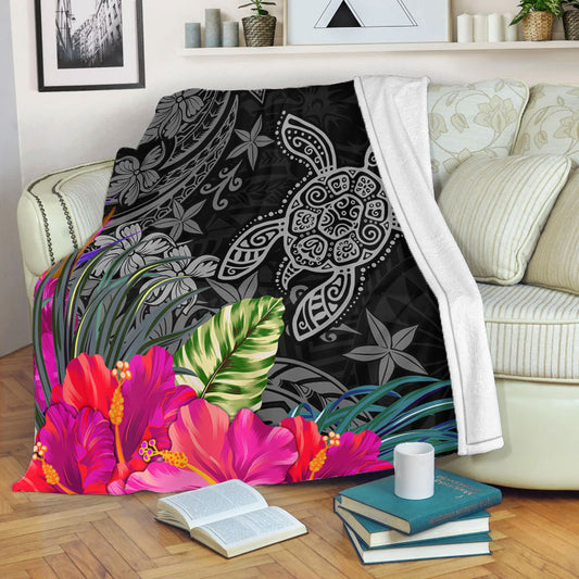Hawaii Premium Blanket Tropical Honu Hibiscus Garden Style