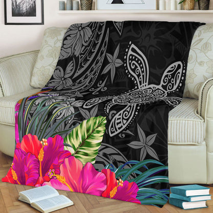 Hawaii Premium Blanket Tropical Honu Hibiscus Garden Style