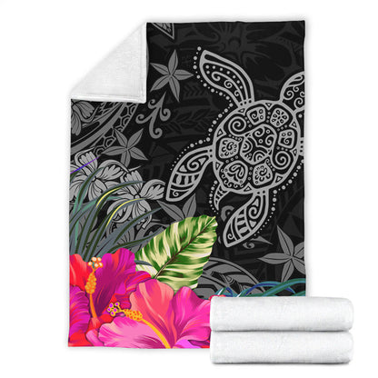Hawaii Premium Blanket Tropical Honu Hibiscus Garden Style